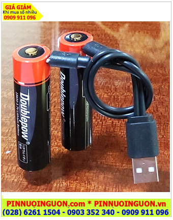 COMBO 02viên Pin sạc 3.7v DoublePow 18650-USB 2600mAh cổng sạc USB /Hộp 2viên kèm Cáp sạc